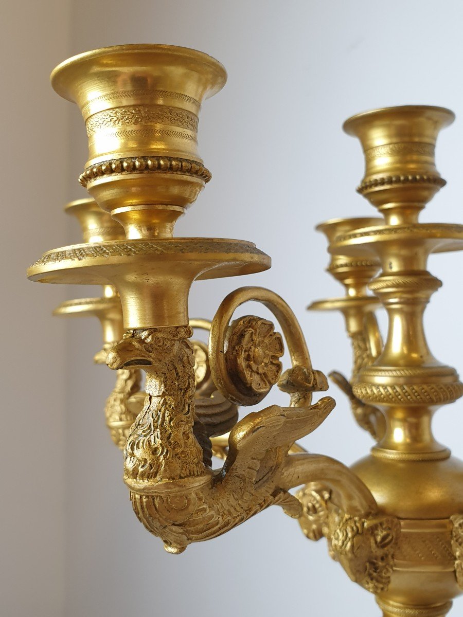 Paire De Candelabres Empire Figurale Debut 19eme Siecle-photo-5