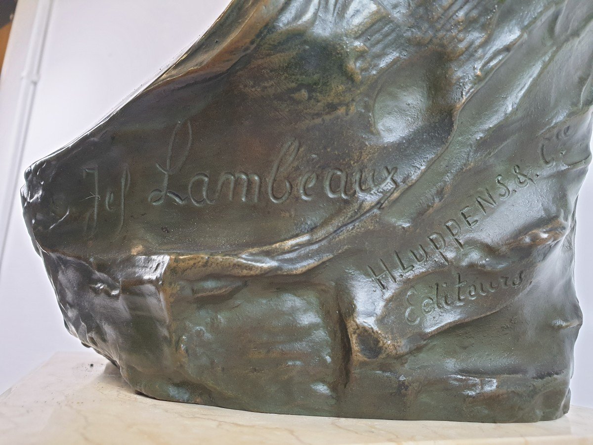 Bronze Bust Of Young Woman J. Lambeaux-photo-4