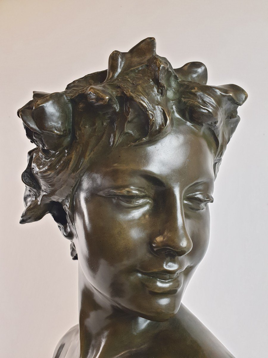 Bronze Bust Of Young Woman J. Lambeaux-photo-5