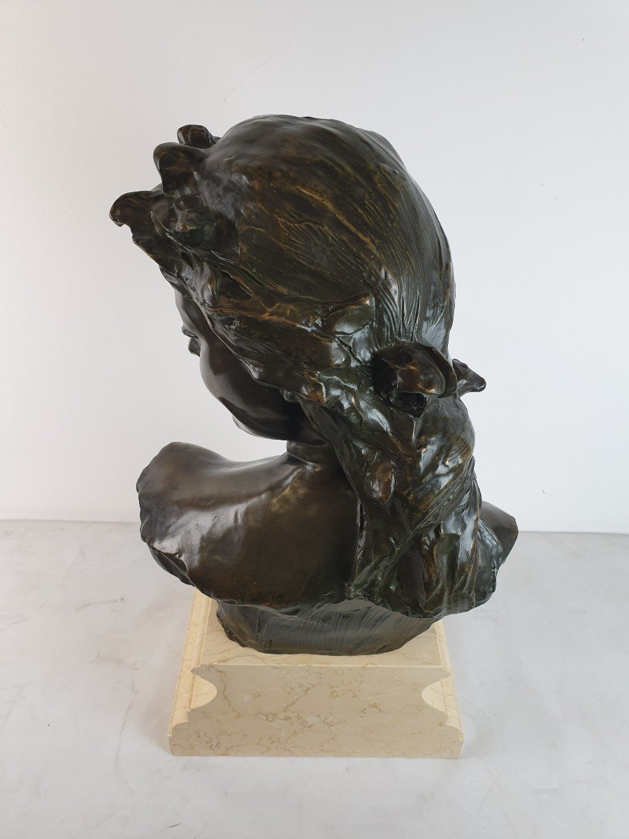 Bronze Bust Of Young Woman J. Lambeaux-photo-7