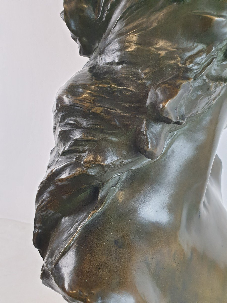Bronze Bust Of Young Woman J. Lambeaux-photo-8