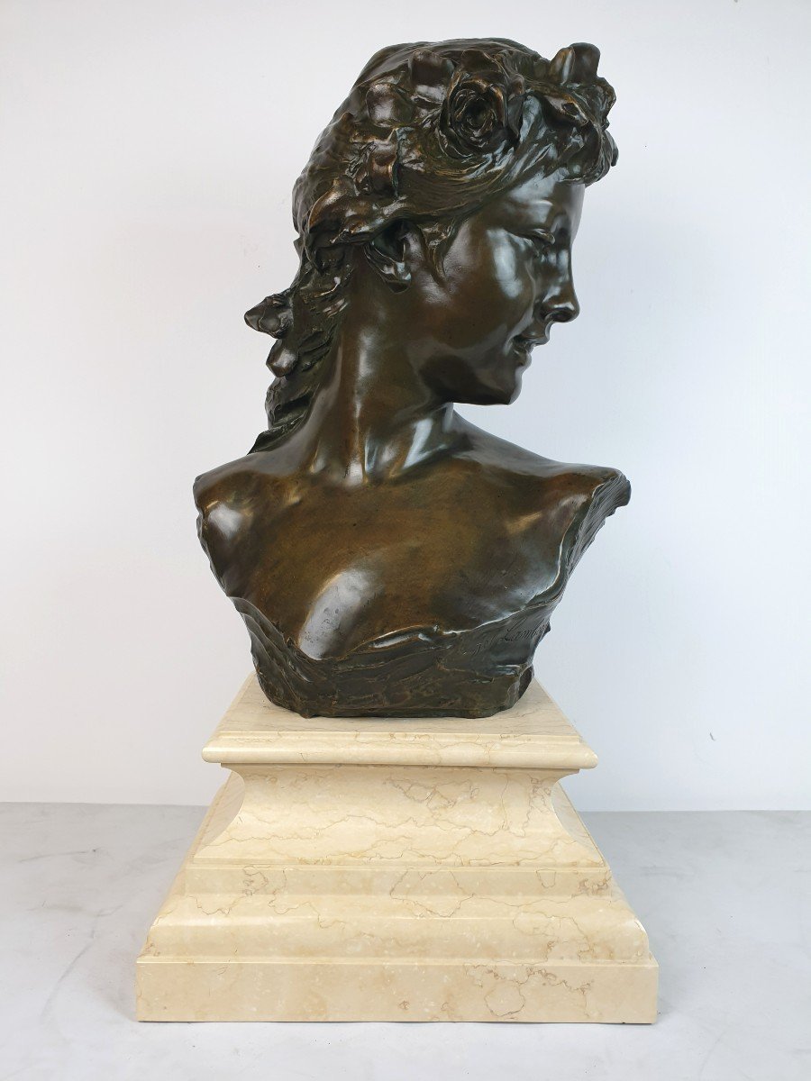 Bronze Bust Of Young Woman J. Lambeaux