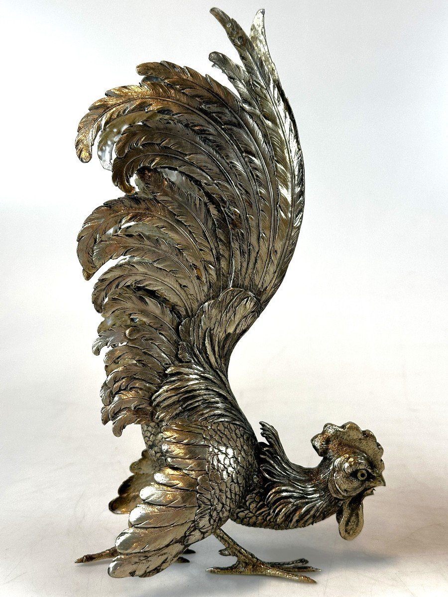 Large Pair Of Silver Roosters 1.05kg-photo-1