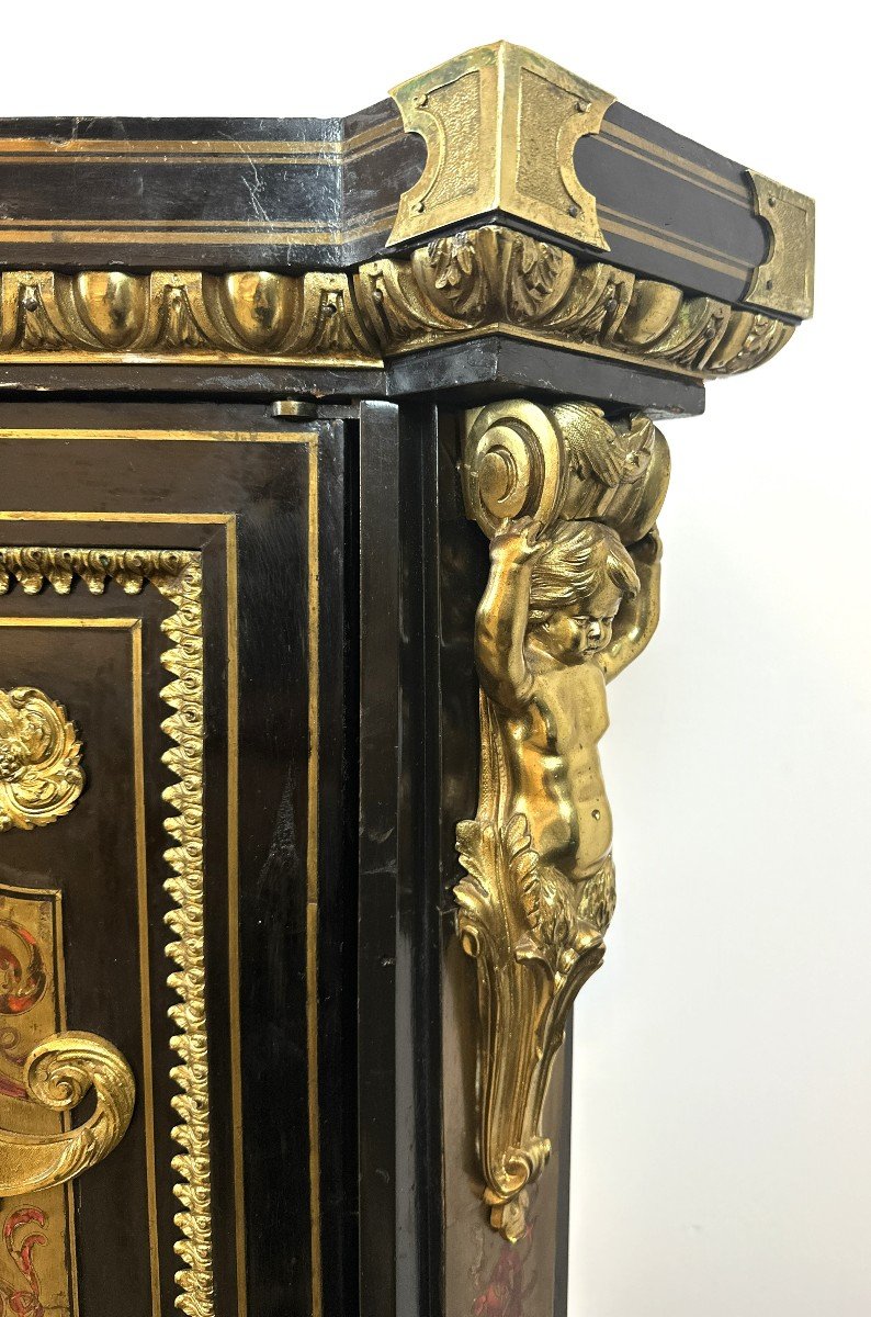 Support Cabinet Signed Caillaoux In Boulle Marquetry Dore Bronze Monbro 1850-photo-2