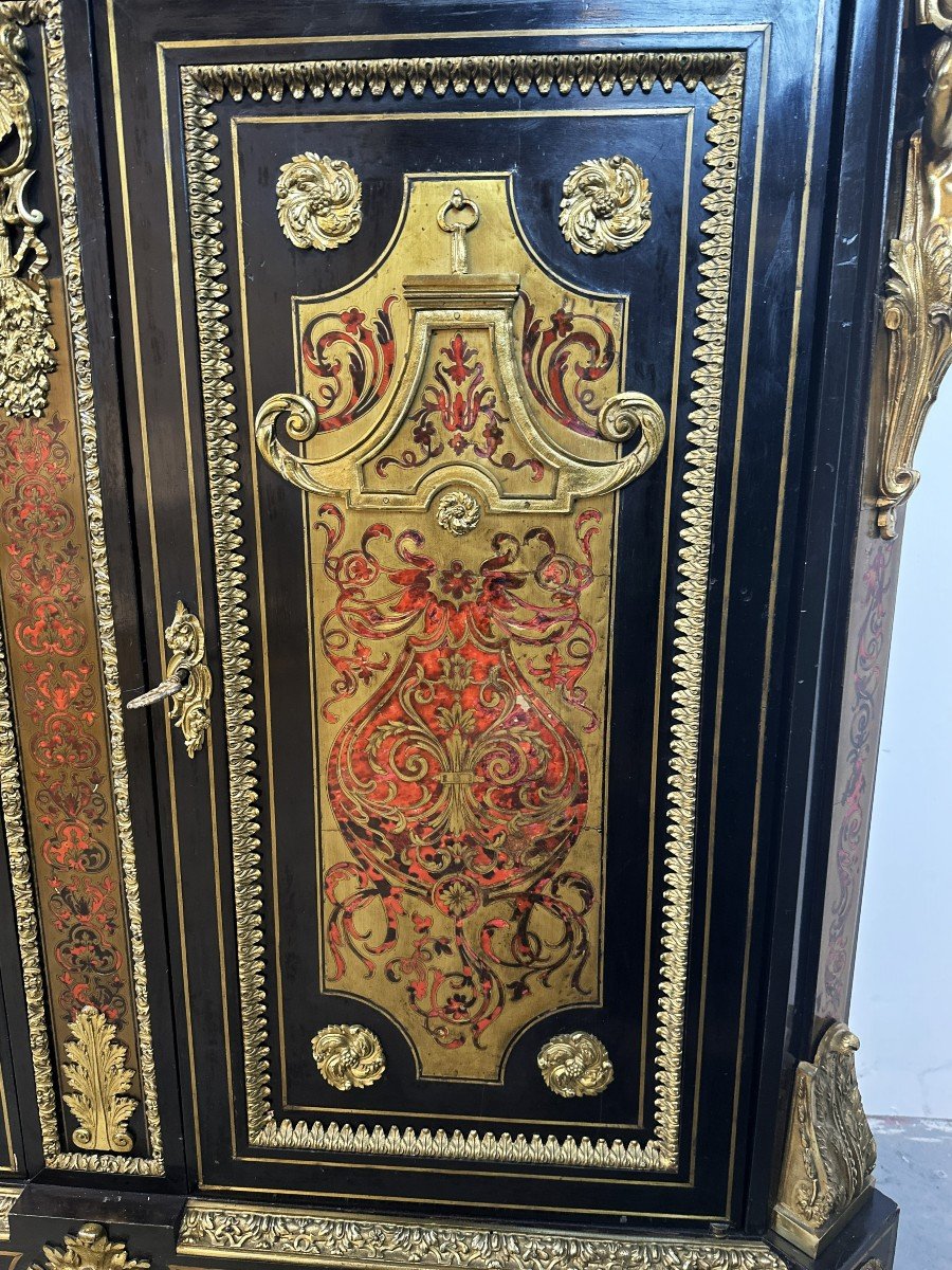 Support Cabinet Signed Caillaoux In Boulle Marquetry Dore Bronze Monbro 1850-photo-4