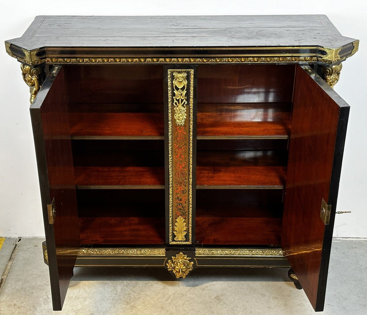 Support Cabinet Signed Caillaoux In Boulle Marquetry Dore Bronze Monbro 1850-photo-5