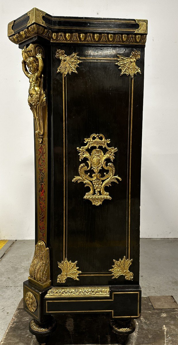 Support Cabinet Signed Caillaoux In Boulle Marquetry Dore Bronze Monbro 1850-photo-8