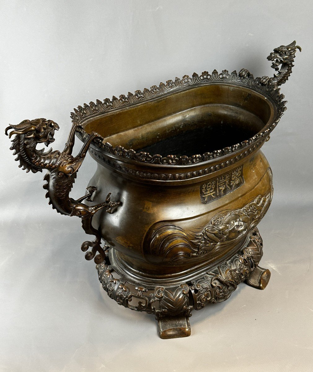Impressive Japanese Bronze Vase Meiji Period 19th-photo-4