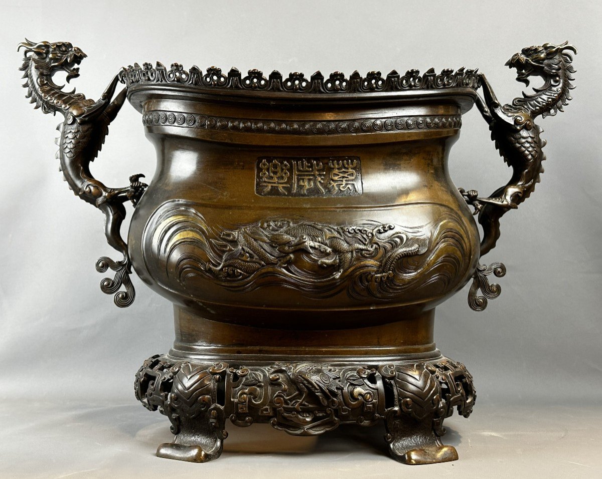 Impressive Japanese Bronze Vase Meiji Period 19th-photo-6