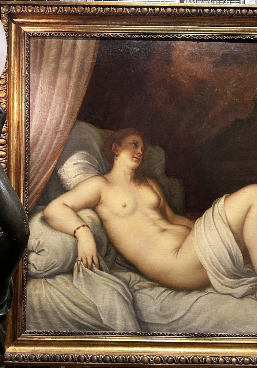 Danae Titian After Oil On Canvas 19th 118 X 157 Cm Signed-photo-3