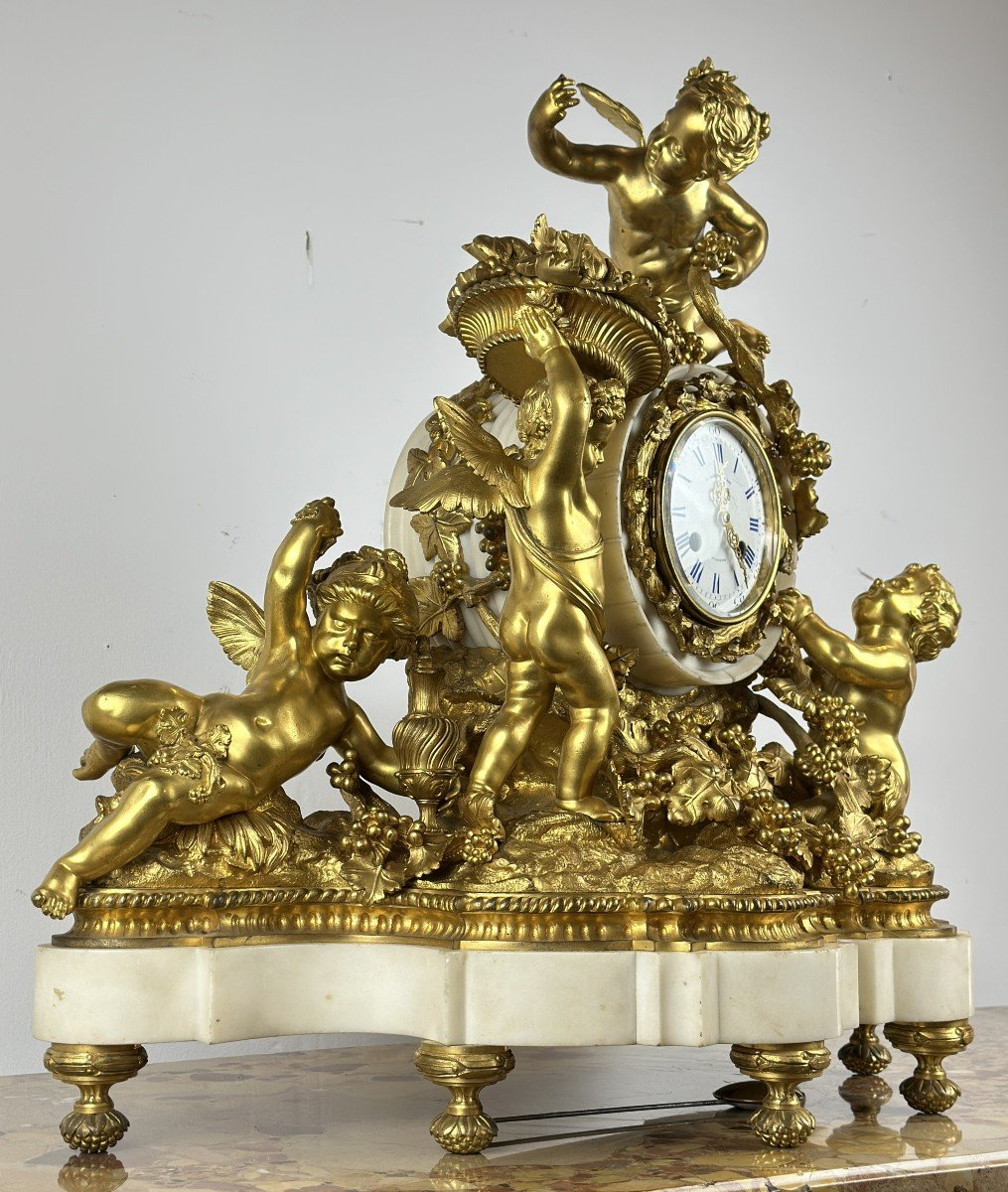 Important Lerolle Freres Clock 5 Putti Figures 19th Century -photo-3