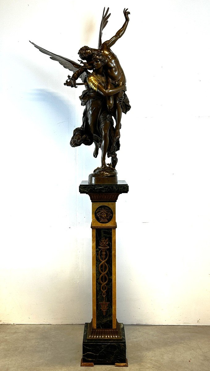 Colonne Empire En Marbre Et Bronze Dore XIXe-photo-1