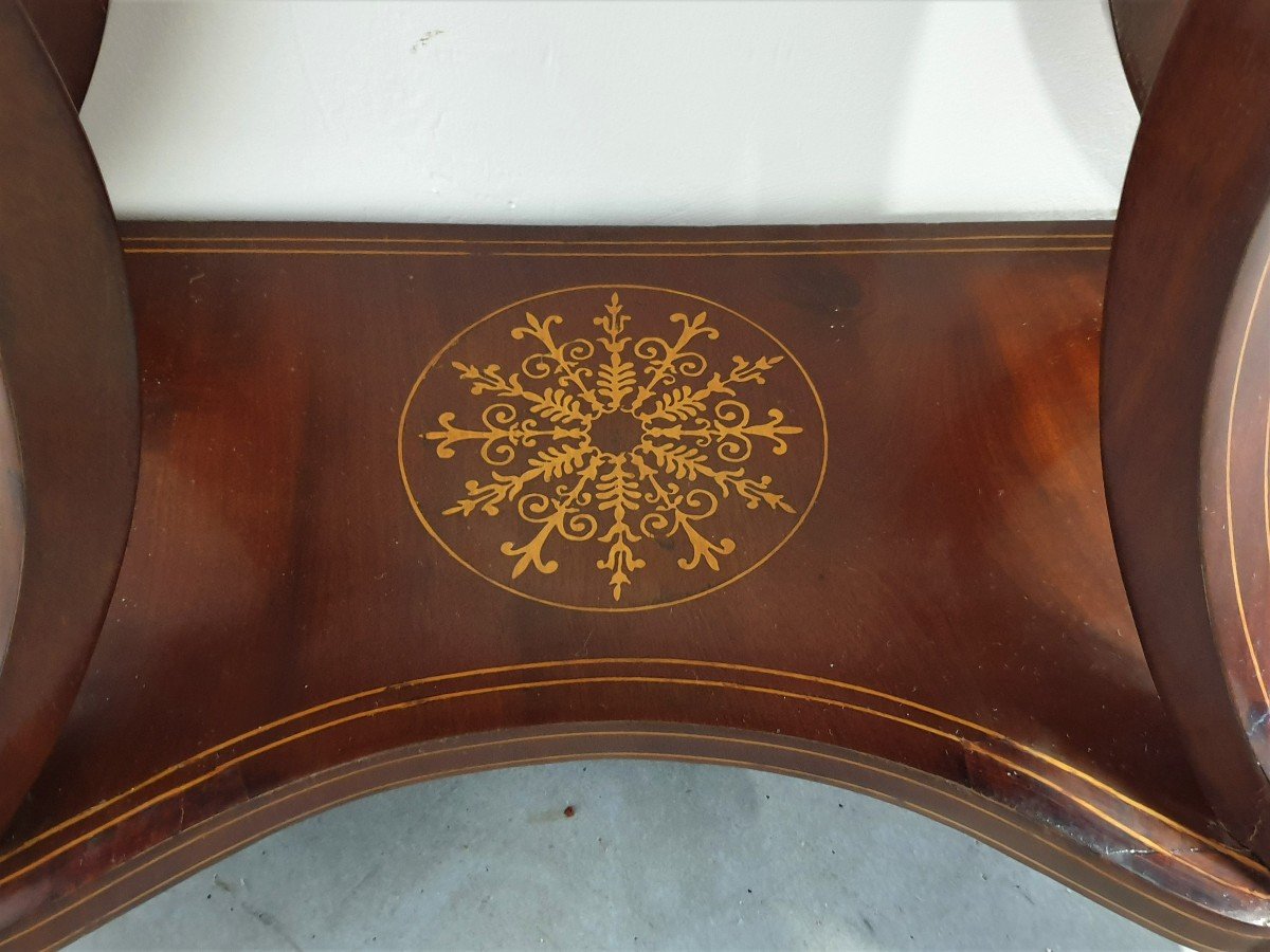 Mahogany Marble Marquetry Wall Console 19th Century-photo-3