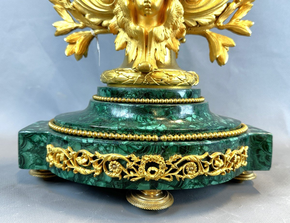 19th Century Malachite And Ormolu Clock By Charpentier Paris-photo-2