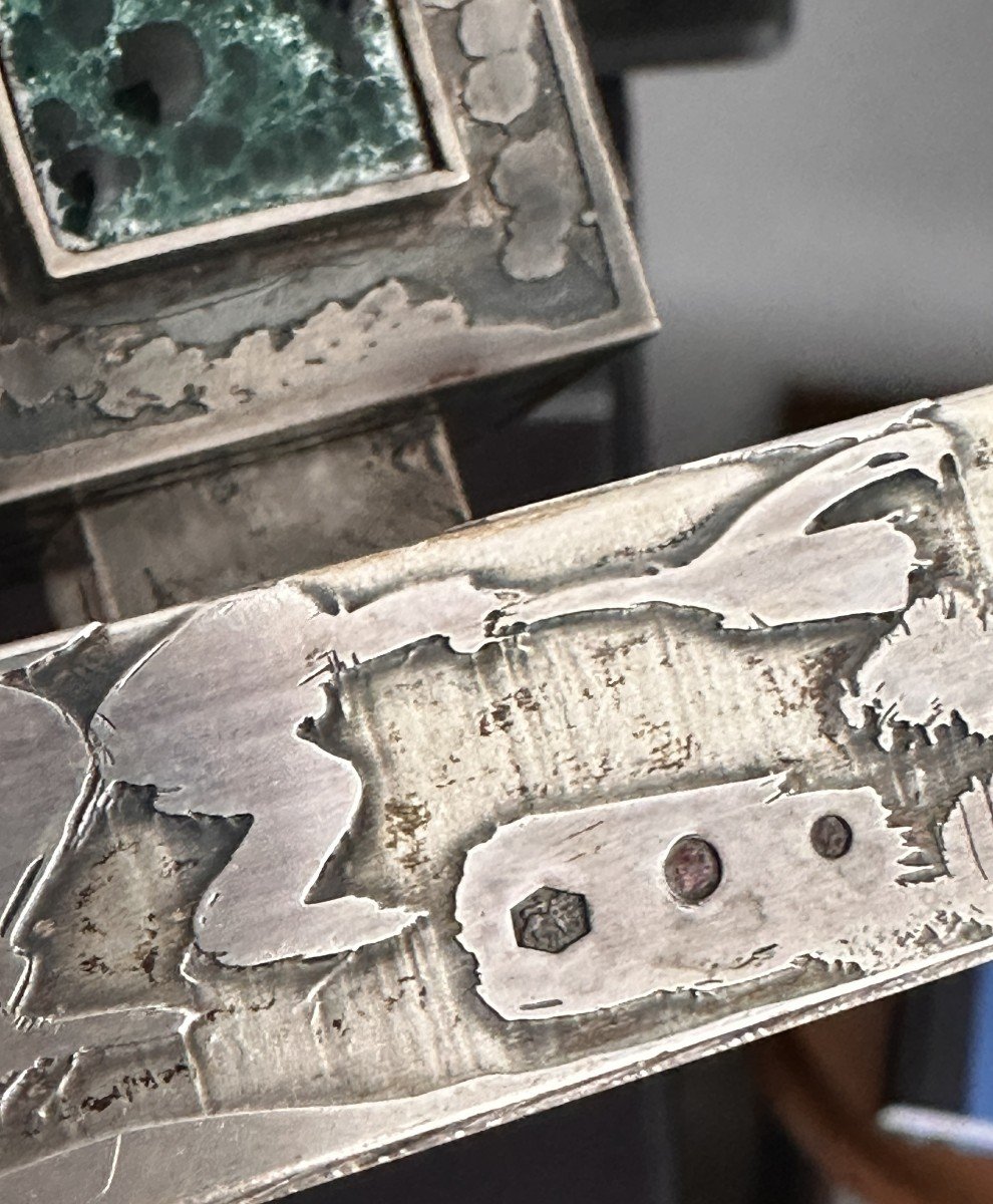 Ostensoir Art Déco En Argent Massif Avec Diamants-photo-4