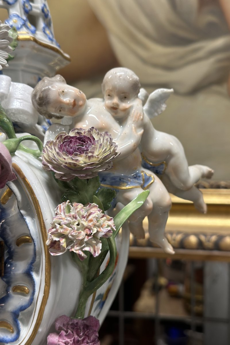 Large 18th Century Meissen Porcelain Clock-photo-2