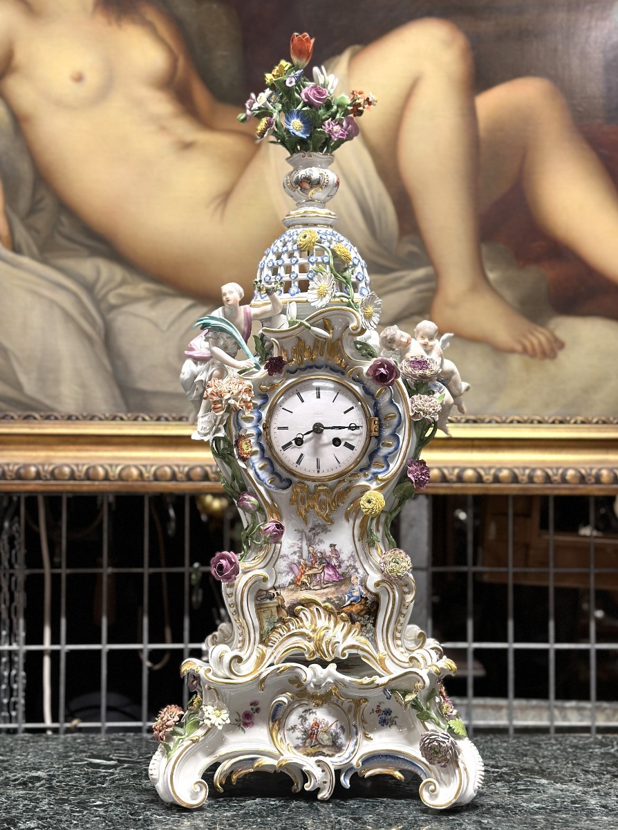 Large 18th Century Meissen Porcelain Clock