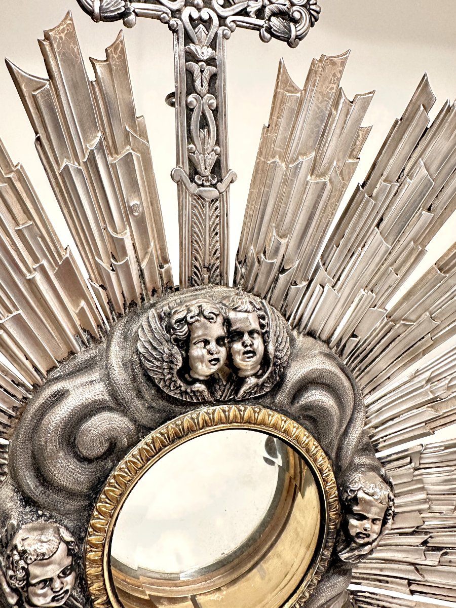 Monstrance Baroque En Argent Massif France XIXe Siècle-photo-2