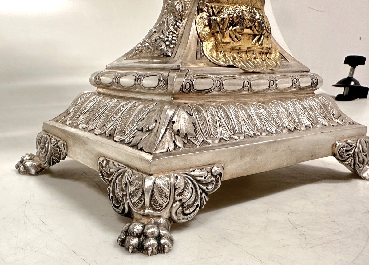 Monstrance Baroque En Argent Massif France XIXe Siècle-photo-4