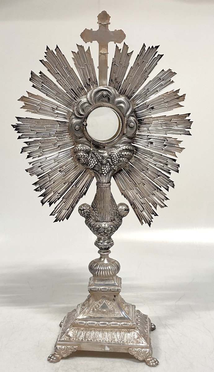 Monstrance Baroque En Argent Massif France XIXe Siècle-photo-6