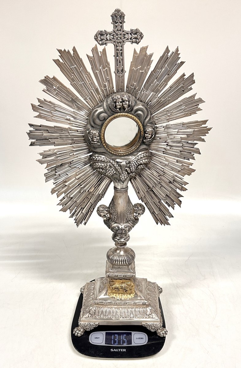 Monstrance Baroque En Argent Massif France XIXe Siècle-photo-8