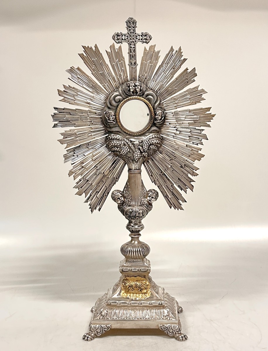 Monstrance Baroque En Argent Massif France XIXe Siècle