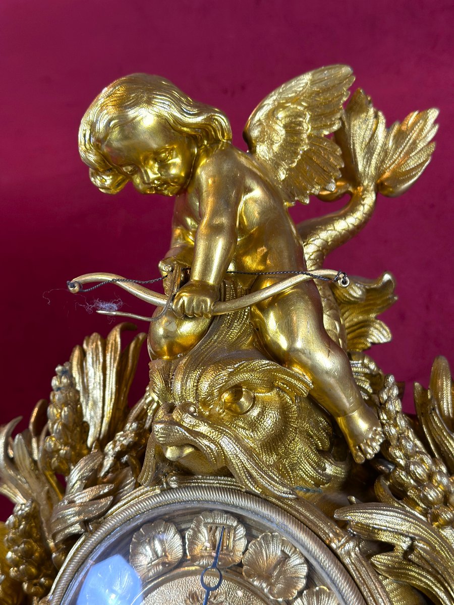 Le Triomphe De Neptune Et Amphitrite - Importante Garniture En Bronze Doré-photo-2