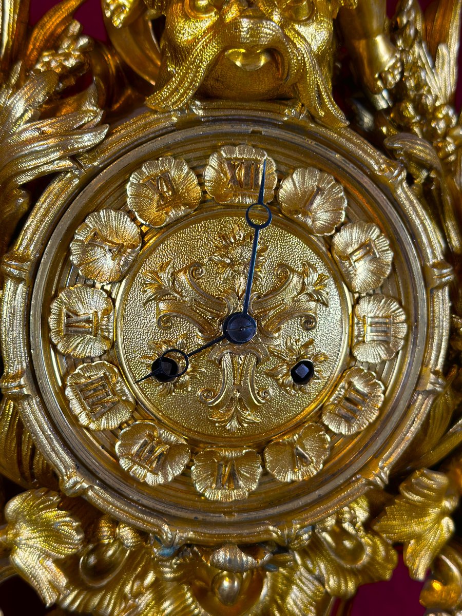 Le Triomphe De Neptune Et Amphitrite - Importante Garniture En Bronze Doré-photo-3