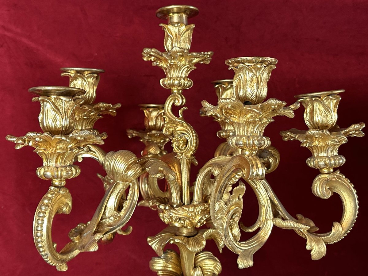 Le Triomphe De Neptune Et Amphitrite - Importante Garniture En Bronze Doré-photo-4