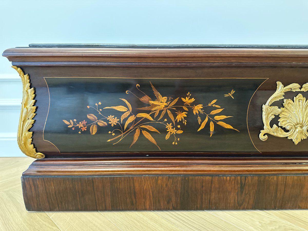 Grande Jardinière en Napoléon III Marqueterie Bronze Dore-photo-7