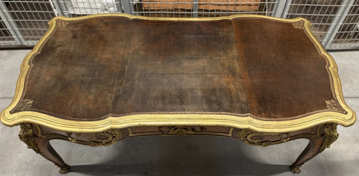 Bureau Plat After The “de L’abbé Terray” Model Louis XV Style XIXe-photo-6