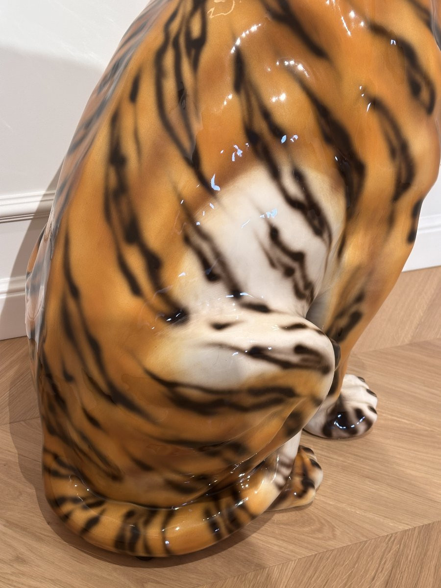 Large Porcelain Tiger Figure Italy 20th Century-photo-2
