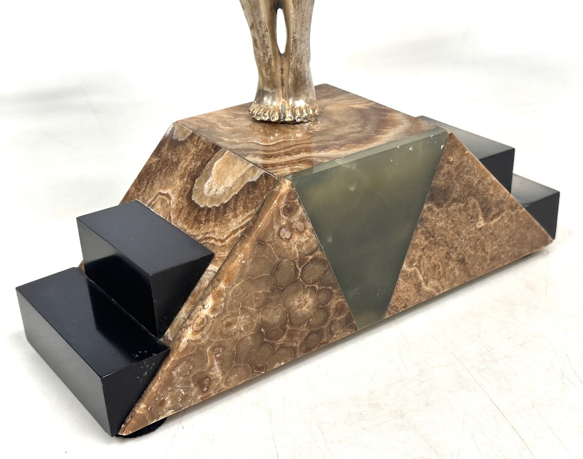 Art Deco Silvered Bronze And Onyx Dancer Figurine 1920-1930-photo-4