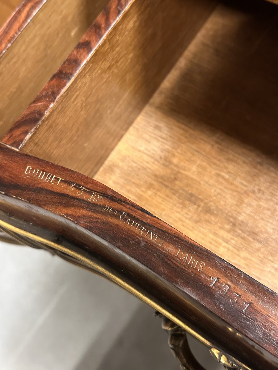 Bureau Plat signé «BOUDET» Style Louis XV XIXe-photo-2
