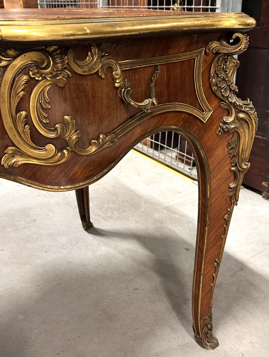 Bureau Plat signé «BOUDET» Style Louis XV XIXe-photo-4