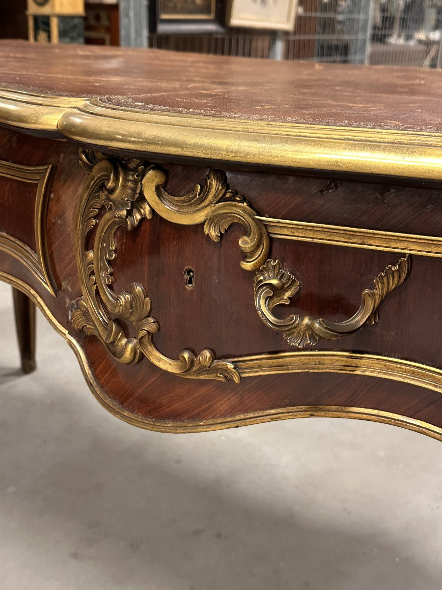 Bureau Plat signé «BOUDET» Style Louis XV XIXe-photo-4