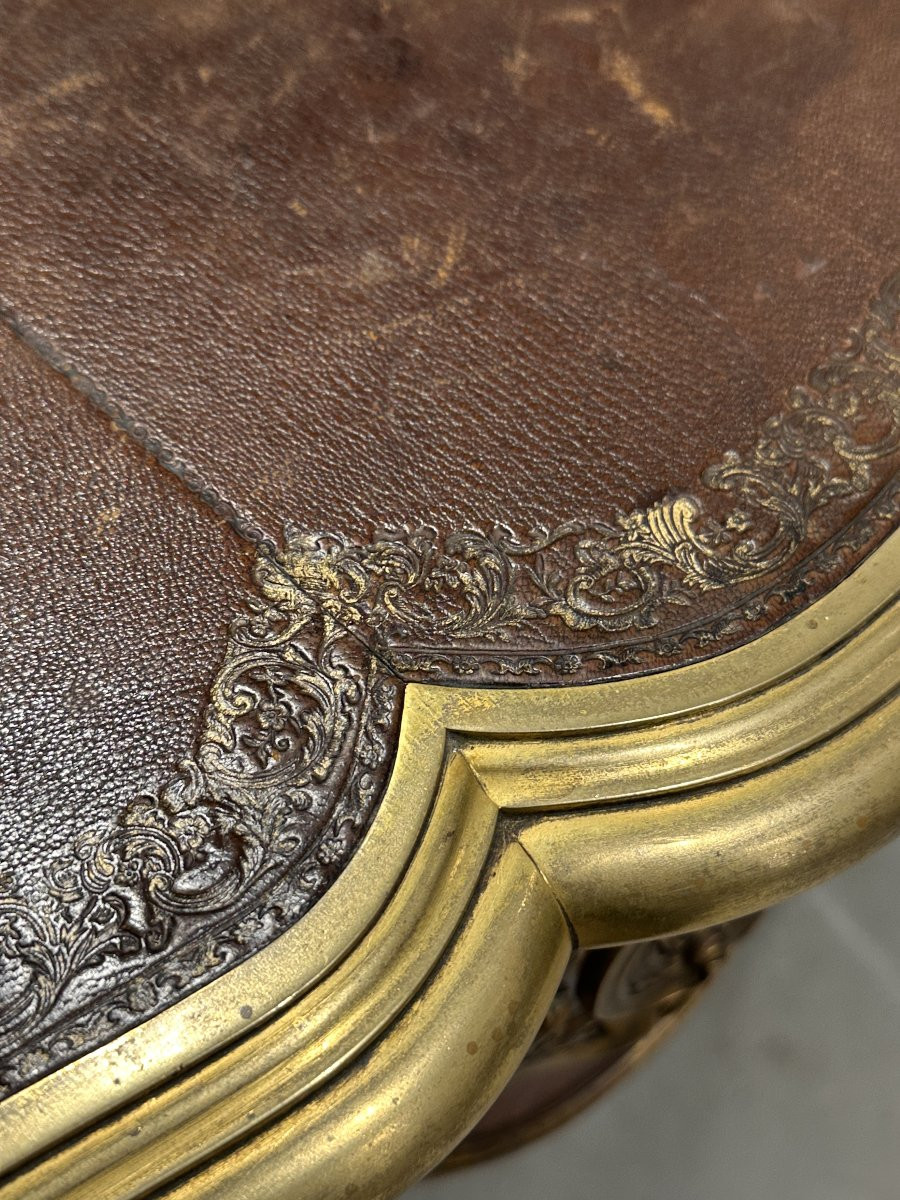 Bureau Plat signé «BOUDET» Style Louis XV XIXe-photo-6