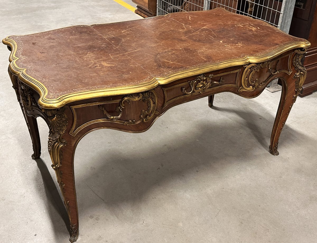 Bureau Plat signé «BOUDET» Style Louis XV XIXe-photo-7