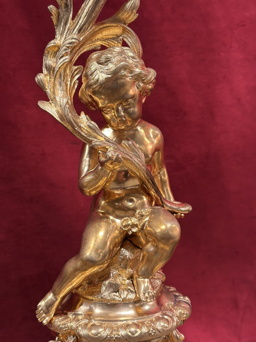 Paire de Candélabres en Bronze Doré aux Putti époque Napoléon III-photo-2