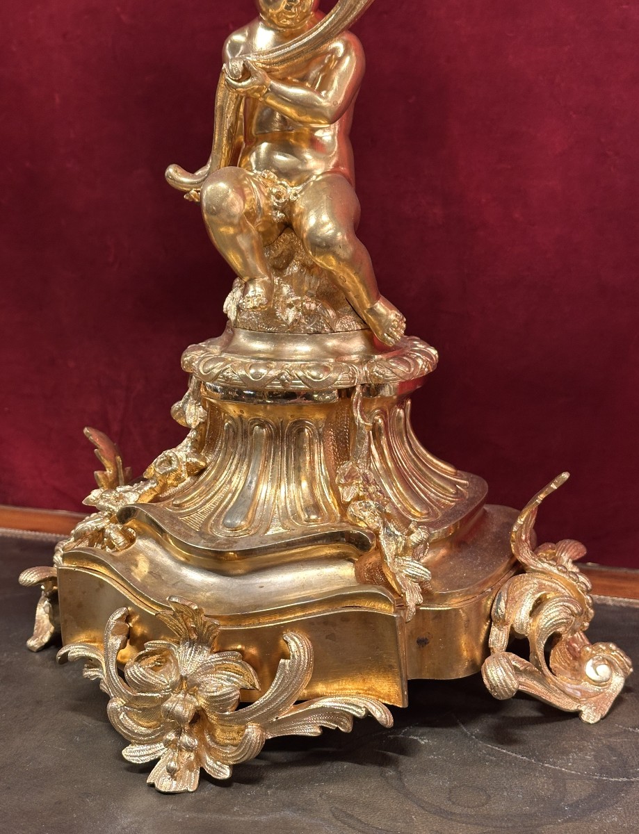 Paire de Candélabres en Bronze Doré aux Putti époque Napoléon III-photo-3