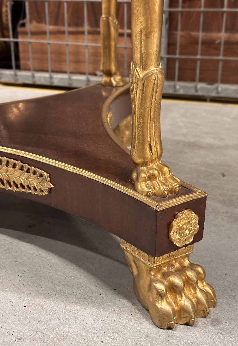 Table à Décor de Cygnes en Bronze Doré Style Empire fin XIXᵉ / début XXᵉ-photo-3