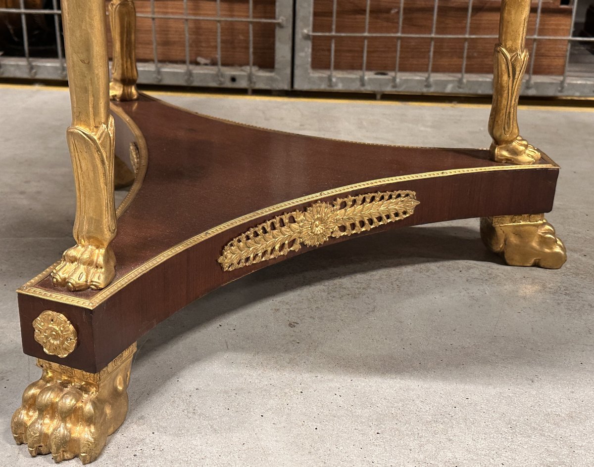 Table à Décor de Cygnes en Bronze Doré Style Empire fin XIXᵉ / début XXᵉ-photo-3