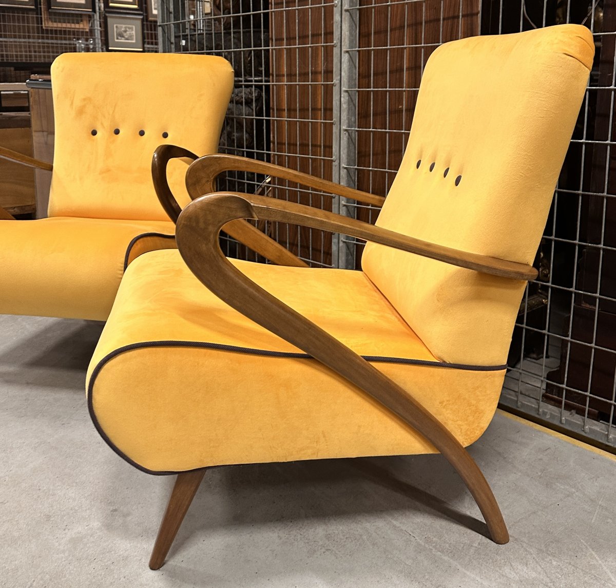 Paire de Fauteuils Italiens attribués à Paolo Buffa, vers 1960-photo-3