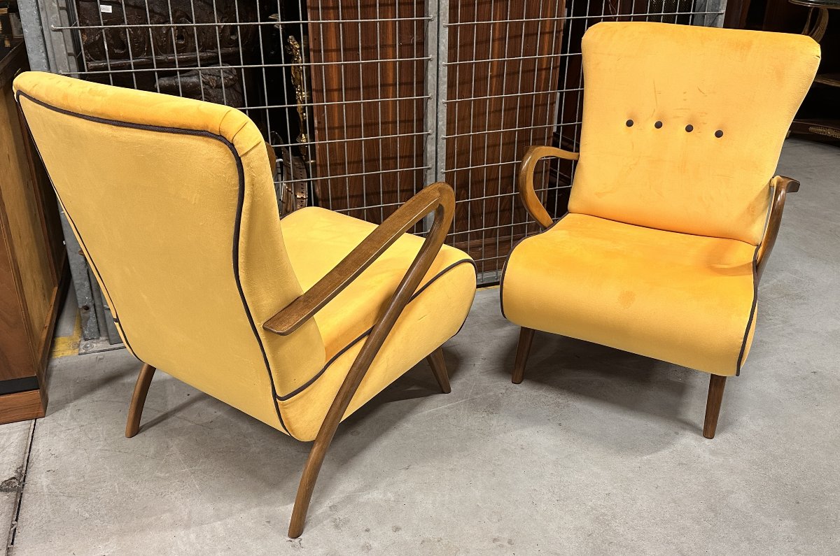 Paire de Fauteuils Italiens attribués à Paolo Buffa, vers 1960-photo-4