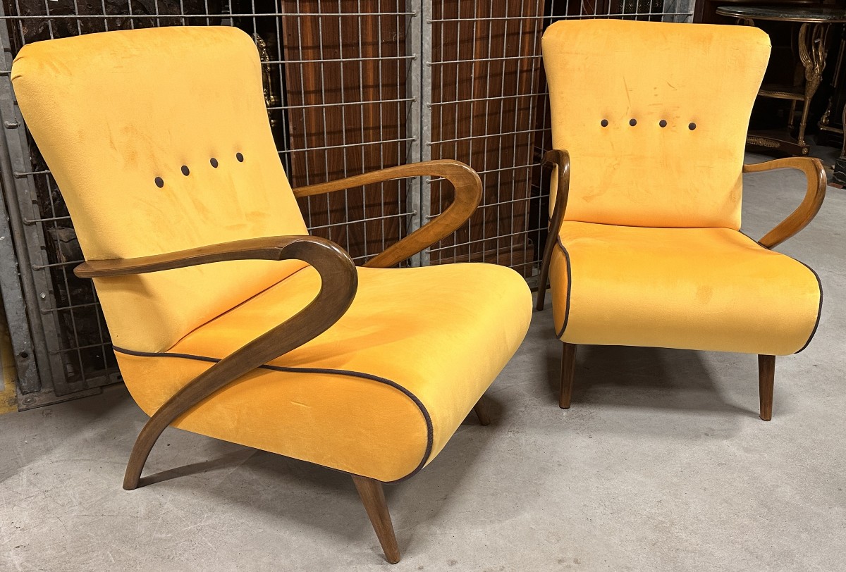 Paire de Fauteuils Italiens attribués à Paolo Buffa, vers 1960