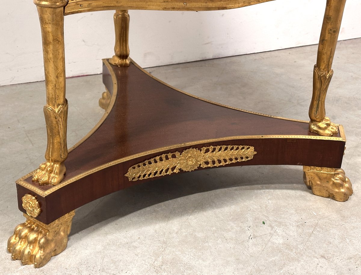 Table à Décor de Cygnes en Bronze Doré Style Empire fin XIXᵉ / début XXᵉ-photo-1