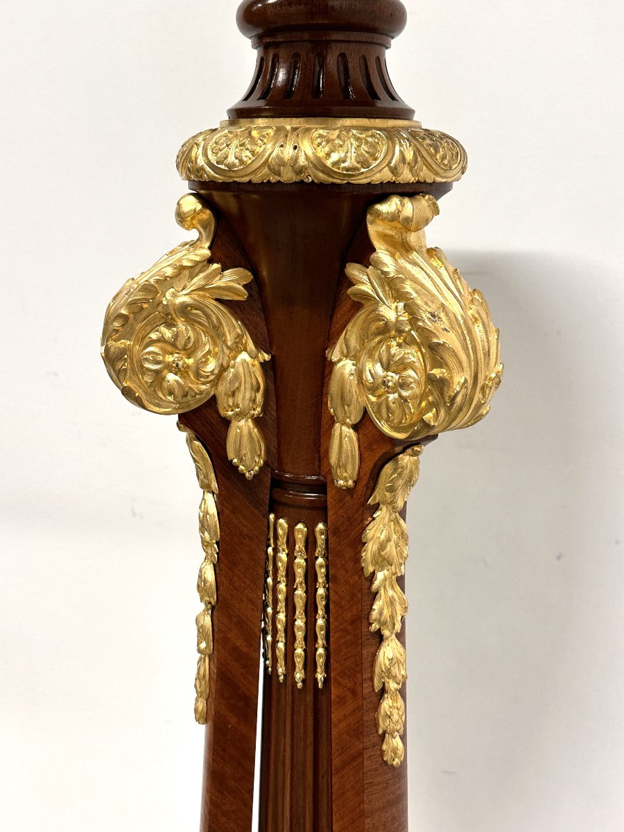Important Napoleon III Pedestal 19th Century Mahogany Gilt Bronze-photo-3