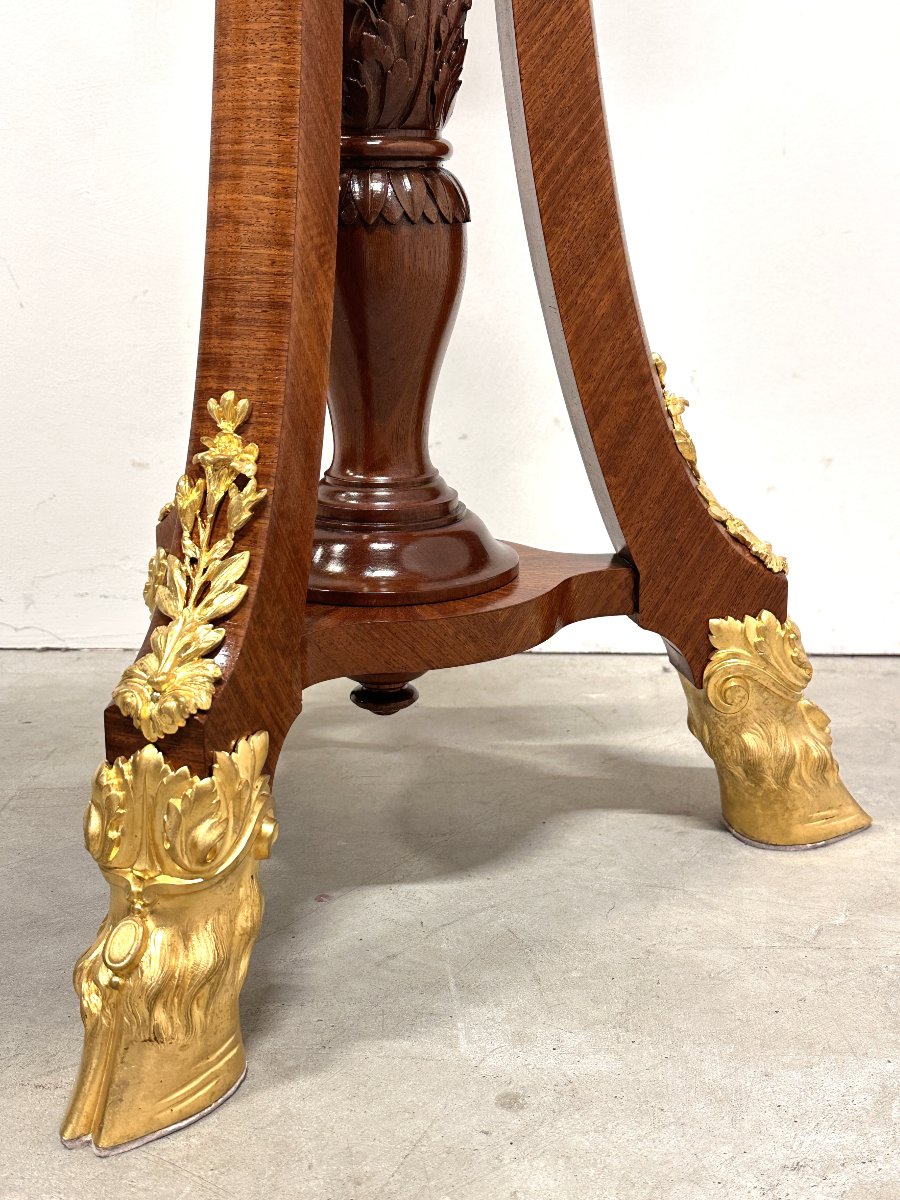 Important Napoleon III Pedestal 19th Century Mahogany Gilt Bronze-photo-4