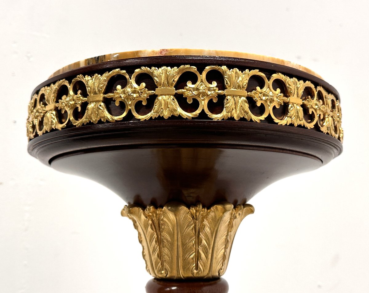 Important Napoleon III Pedestal 19th Century Mahogany Gilt Bronze-photo-2
