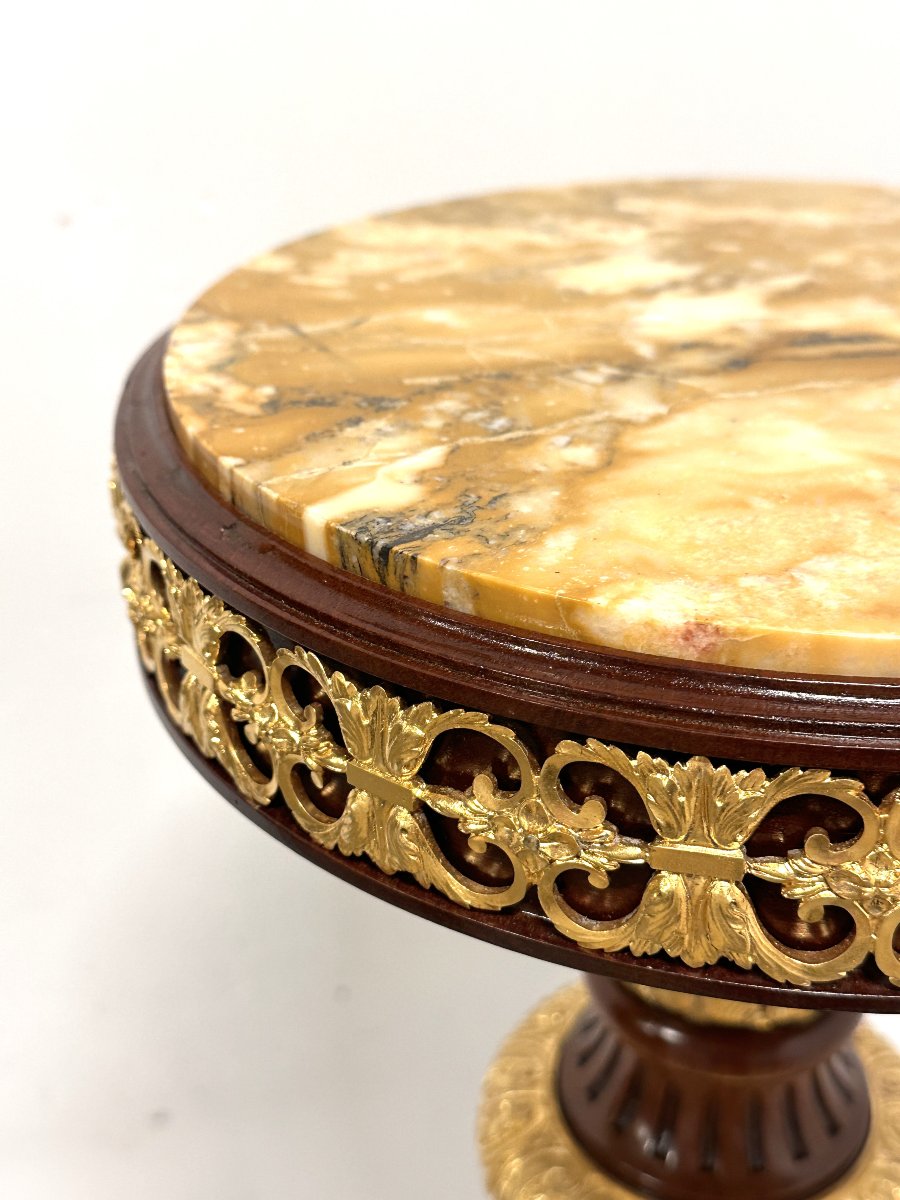 Important Napoleon III Pedestal 19th Century Mahogany Gilt Bronze-photo-3